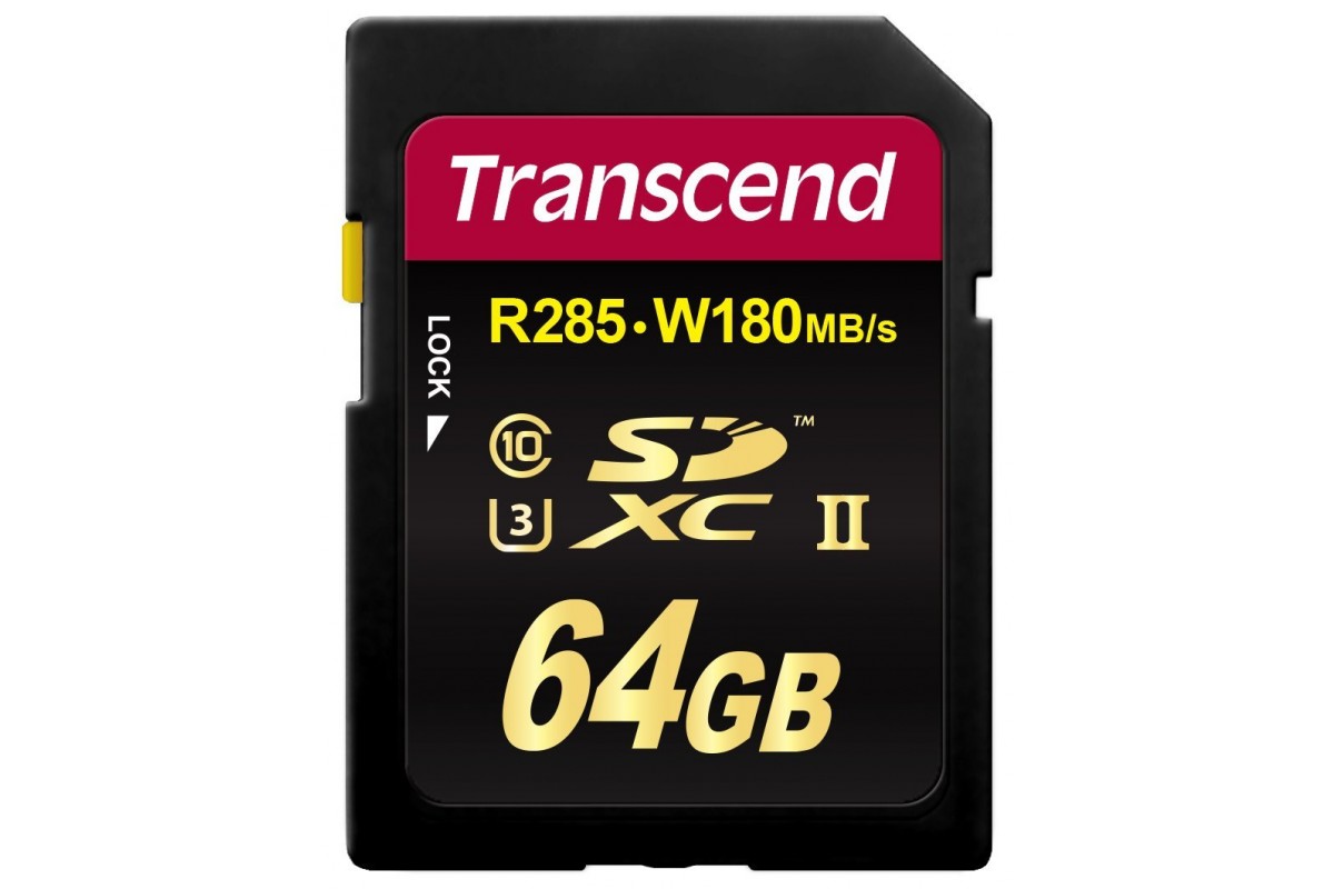 Карта памяти Transcend 64GB SDHC Class 10 UHS-II U3 V90 R285, W180MB/s