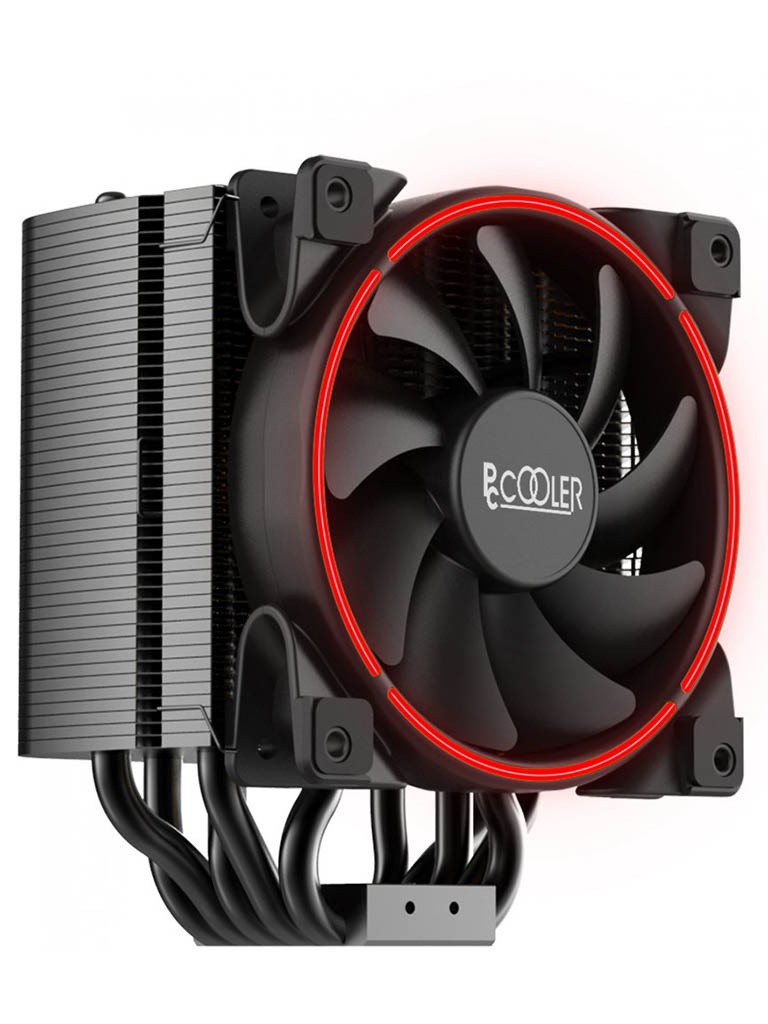 Кулер PCCooler GI-H58UB CORONA R LGA2066/2011/1366/115X/775/AM4/3/3+/AM2/2+/FM1/2/2+ (10 шт/кор, TDP 240W, 120mm PWM SilentPro Red LED FAN, 5 тепловых трубок 8мм, 1000-1800RPM, 26,5dBa)