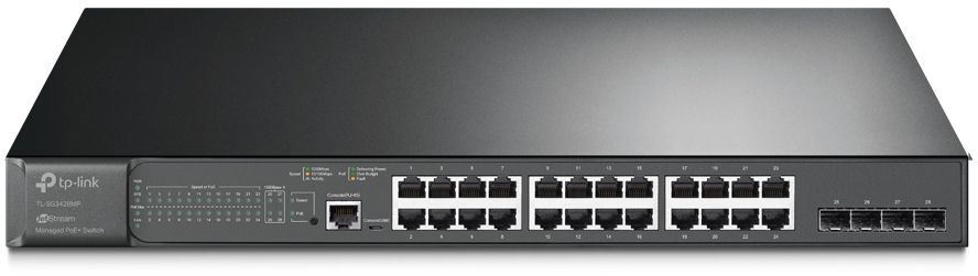 TP-Link TL-SG3428MP JetStream 28-портовый гигабитный управляемый коммутатор 2?го уровня с 24 портами PoE+