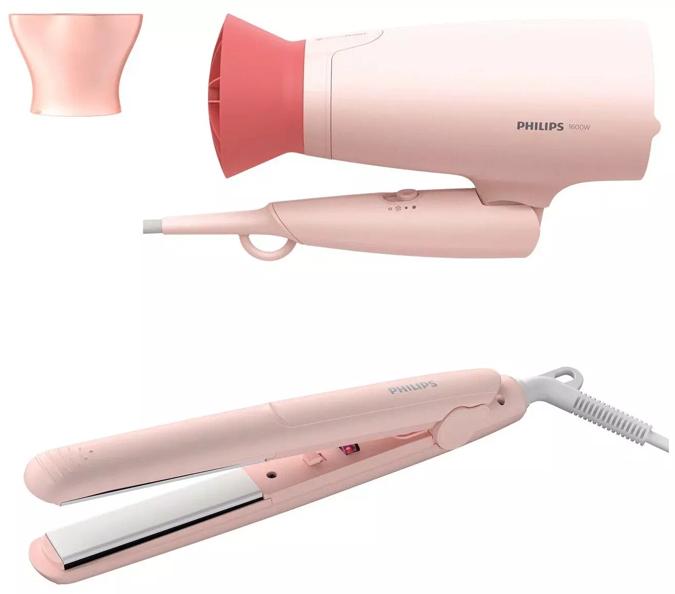 Прибор для укладки волос Philips набор фен + выпрямитель. Цвет розовый