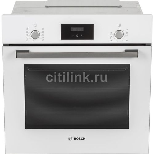 Электрический духовой шкаф BOSCH HBF114EW0R [66 л, гриль, конв., утапл. ручки, дисплей, белый, серебристый, черный]