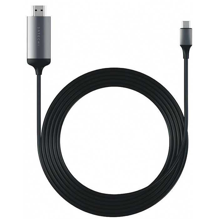Провод Satechi USB Type-C to HDMI 4K. Поддержка разрешения 4K. Длина 1,8 м. Цвет серый космос.
