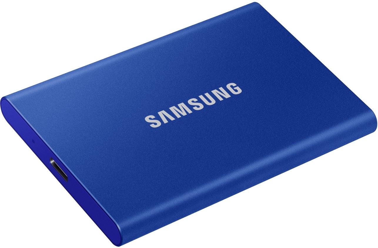 Твердотельный накопитель Samsung External SSD T7, 500GB, USB Type-C, R/W 1000/1050MB/s, Blue