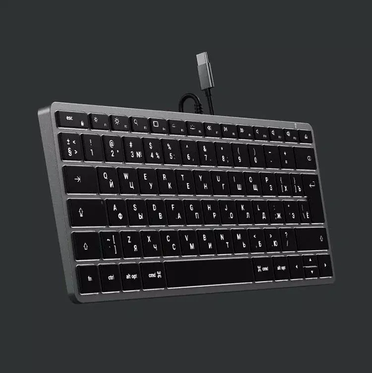 Клавиатура Satechi Slim W1 USB-C Wired Keyboard-RU. Раскладка - Русская. Цвет- Серый космос.