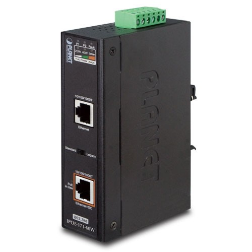 IPOE-171-60W индустриальный PoE инжектор IP30, Legacy mode support, PoE Usage LED, -40 to 75 C)