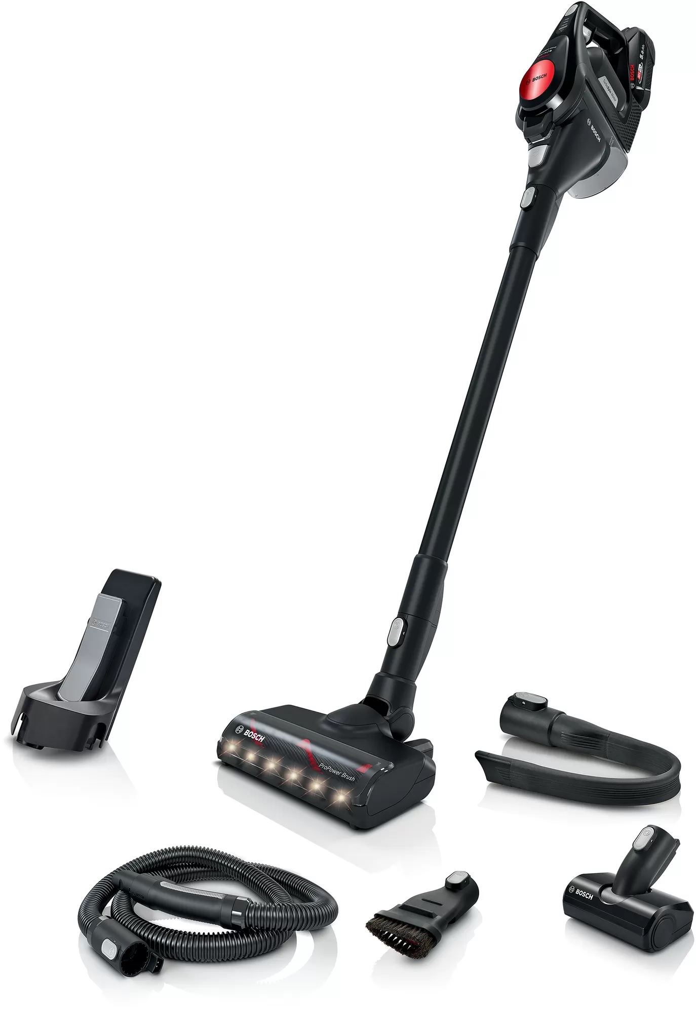 Пылесос вертикальный Bosch BCS82POW15 [до 45 мин, сухая, рег. мощности, HEPA, черный]