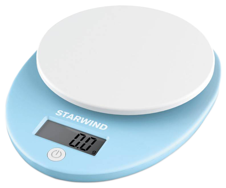 Весы кухонные электронные Starwind SSK2256, до 5кг, голубой/белый