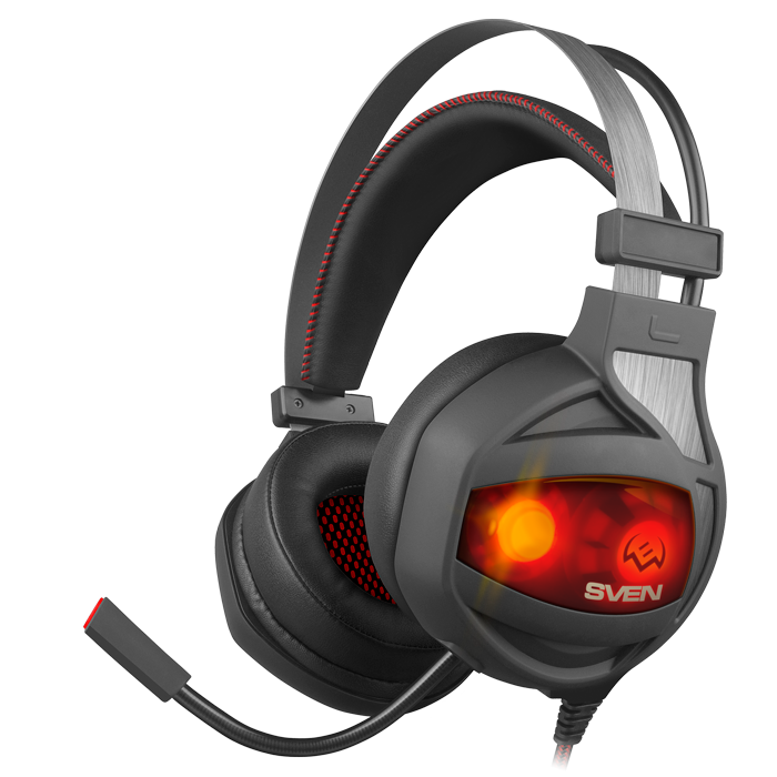 Наушники с микрофоном Sven AP-U996MV черный/красный 2.2м мониторные оголовье