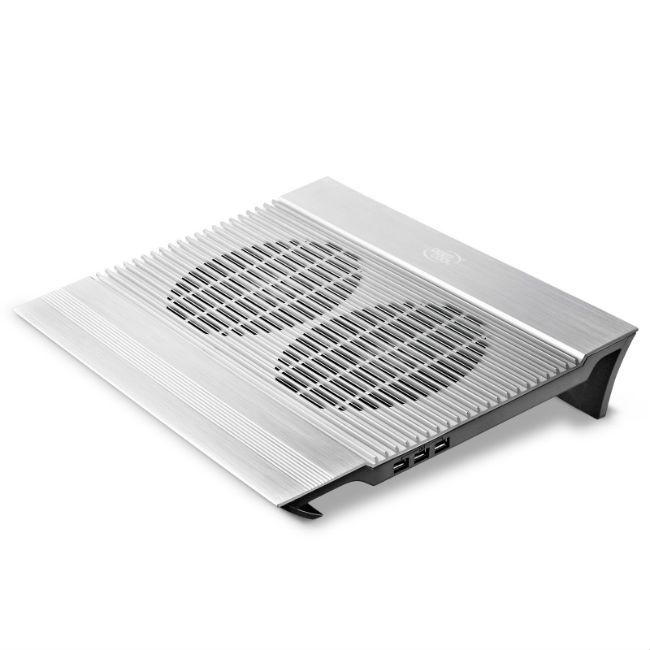 Подставка для охлаждения ноутбука DEEPCOOL N8 SILVER (8шт/кор, до 17", вентилятор 2x140мм,  алюминий, 2xUSB ) Retail box