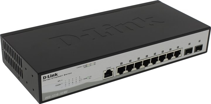 DGS-1210-10/ME/A1A  Коммутатор 2 уровня с 8 портами