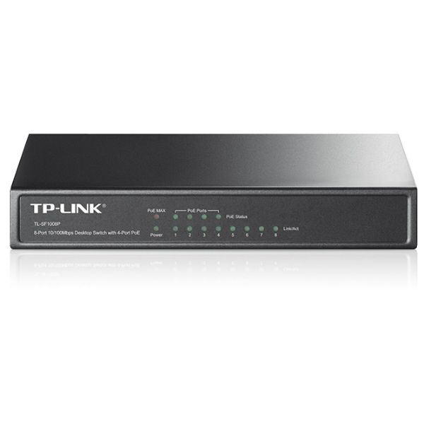 TL-SF1008P 8-портовый 10/100 Мбит/с настольный PoE коммутатор, 8 портов