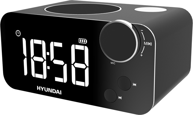 Радиобудильник Hyundai H-RCL320 черный LCD подсв:белая часы:цифровые FM