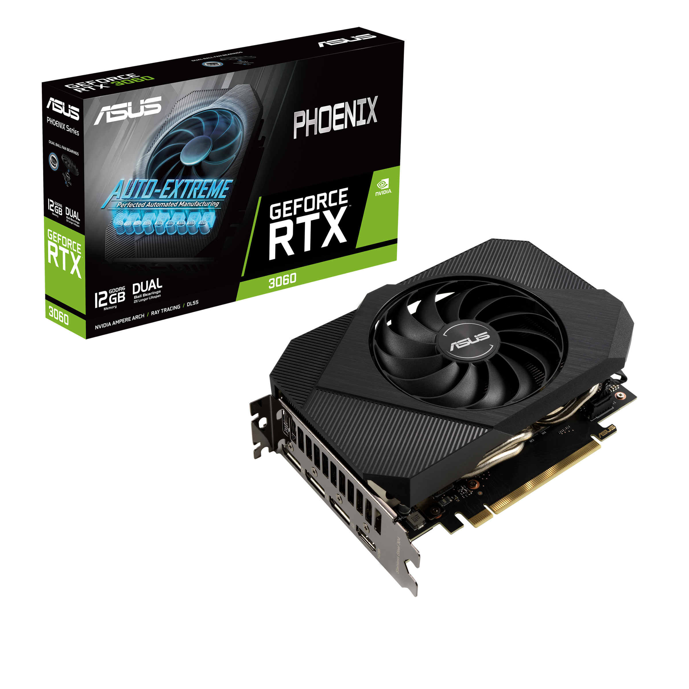 Видеокарта Asus PCI-E nVidia GeForce RTX3060 12Gb  (192bit/GDDR6/HDMI/DPx3) (PH-RTX3060-12G-V2) RTL