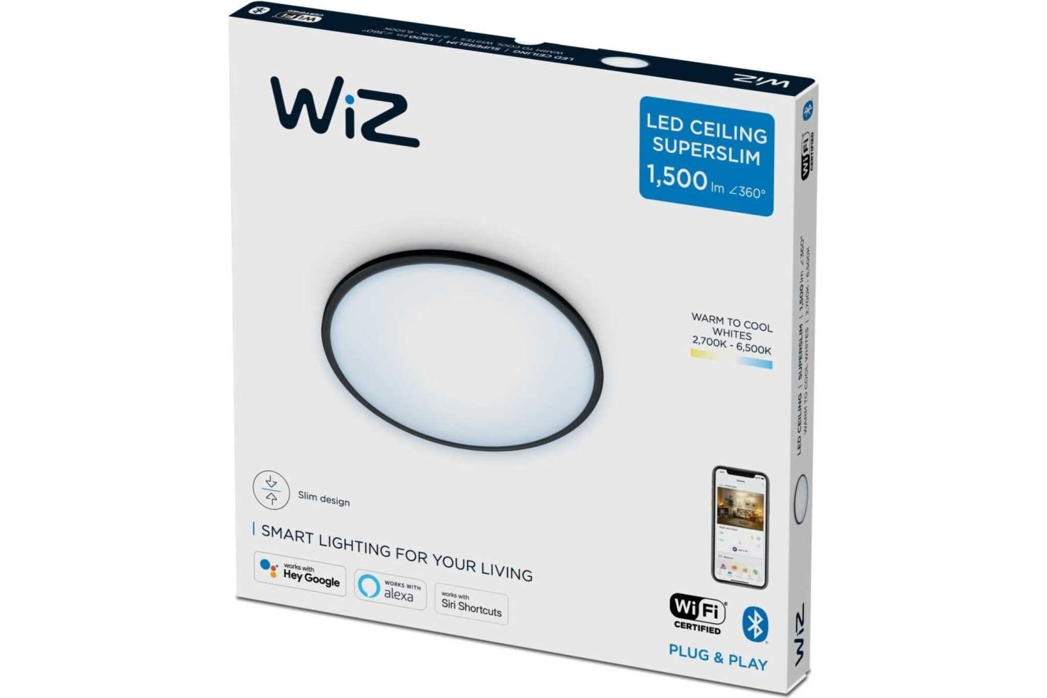 Светильник потолочный WiZ SuperSlim Ceiling 16W B RD 27-65K TW