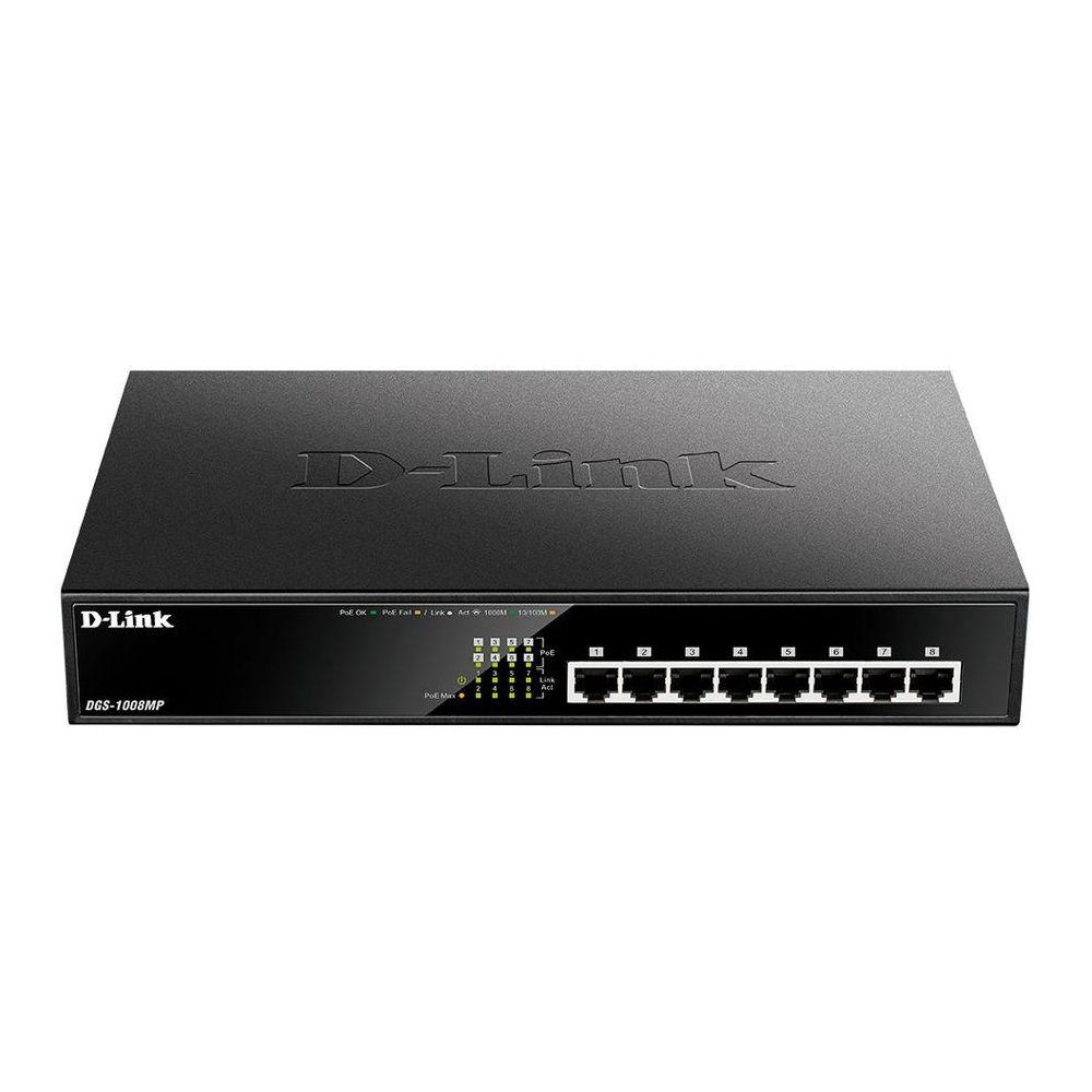 Коммутатор D-Link DGS-1008MP/B1A 8G 8PoE 125W неуправляемый