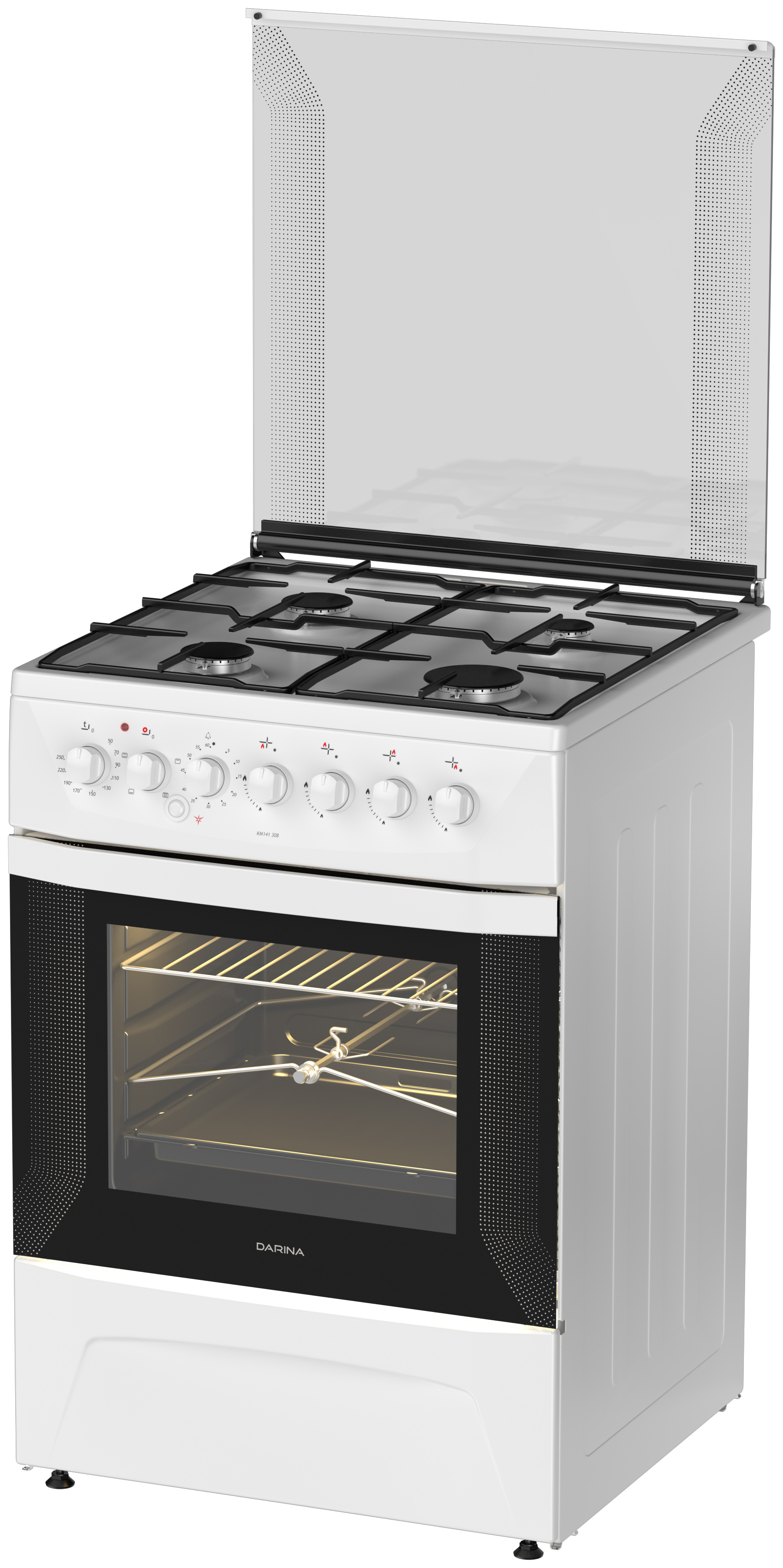 Плита Комбинированная Darina 1D КM 141 308 W белый реш.сталь