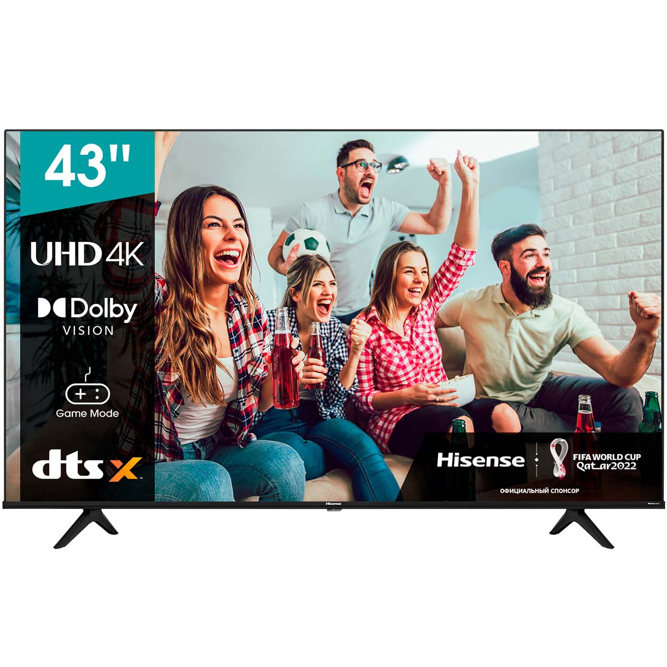 43" Телевизор Hisense 43A6BG, 3840 x 2160, LED, 4K Ultra HD, 60Гц, VIDAA, черный