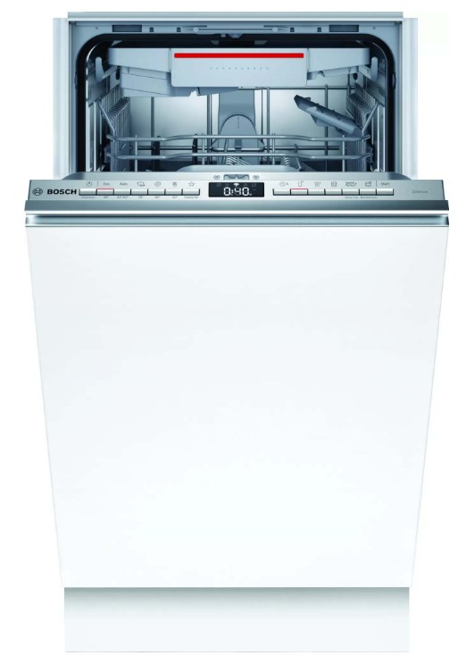 Встраиваемая посудомоечная машина Bosch SPV4XMX28E [45 см, 10, пр.-6, полная (корпус+шланг), дисплей, теплообм., луч на полу, серебристый]