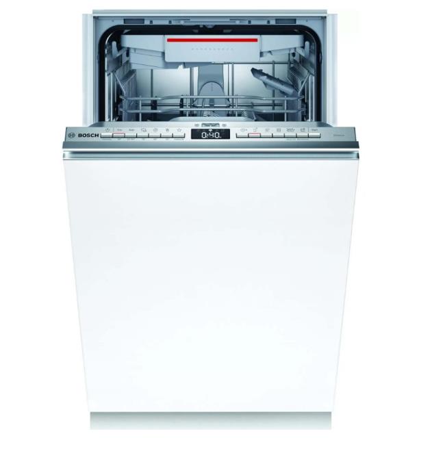 Встраиваемая посудомоечная машина Bosch SPV4XMX28E [45 см, 10, пр.-6, полная (корпус+шланг), дисплей, теплообм., луч на полу, серебристый]
