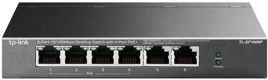 Коммутатор 4-port 10/100 Mbit / s unmanaged PoE + switch with 2 10/100 Mbit/s Uplink ports