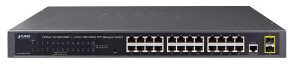коммутатор PLANET IPv4/IPv6, 24-Port 10/100/1000Base-T + 2-Port 100/1000MBPS SFP L2/L4 SNMP
