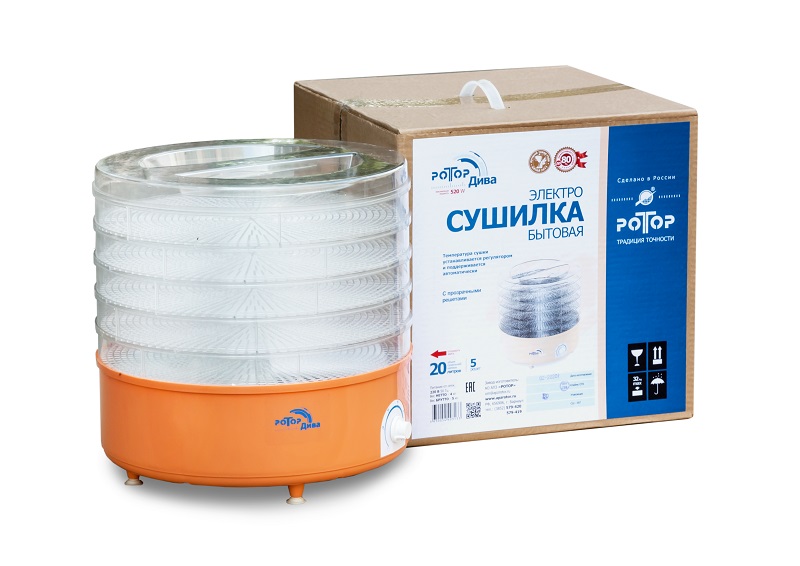 Сушка для фруктов и овощей Ротор Дива СШ-007 5под. 520Вт белый