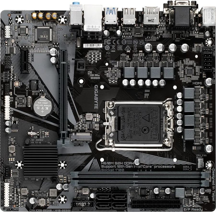 Материнская плата Gigabyte H610M S2H DDR4 Soc-1700 Intel H610 2xDDR4 mATX