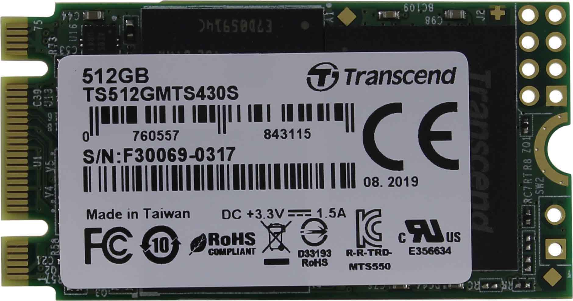 Твердотельный накопитель Transcend 512 GB TS512GMTS430S