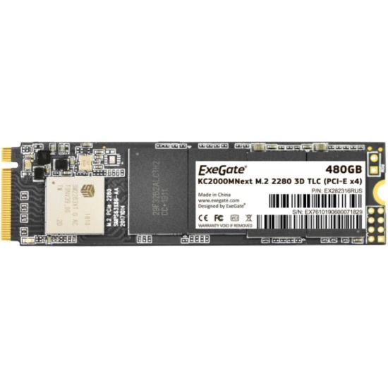 Твердотельный накопитель SSD M.2 2280 480Gb ExeGate Next KC2000TP480 [EX282316RUS] TLC 3D NAND (R1500/W1100MB/s)