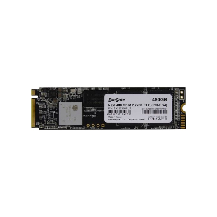 Твердотельный накопитель SSD M.2 2280 480Gb ExeGate Next KC2000TP480 [EX282316RUS] TLC 3D NAND (R1500/W1100MB/s)