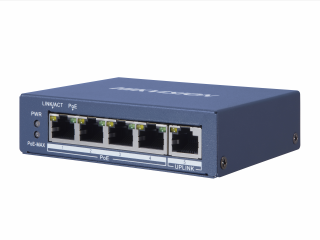 Коммутатор Hikvision DS-3E0505P-E 1x100Mb 4G 4PoE+ 60W неуправляемый