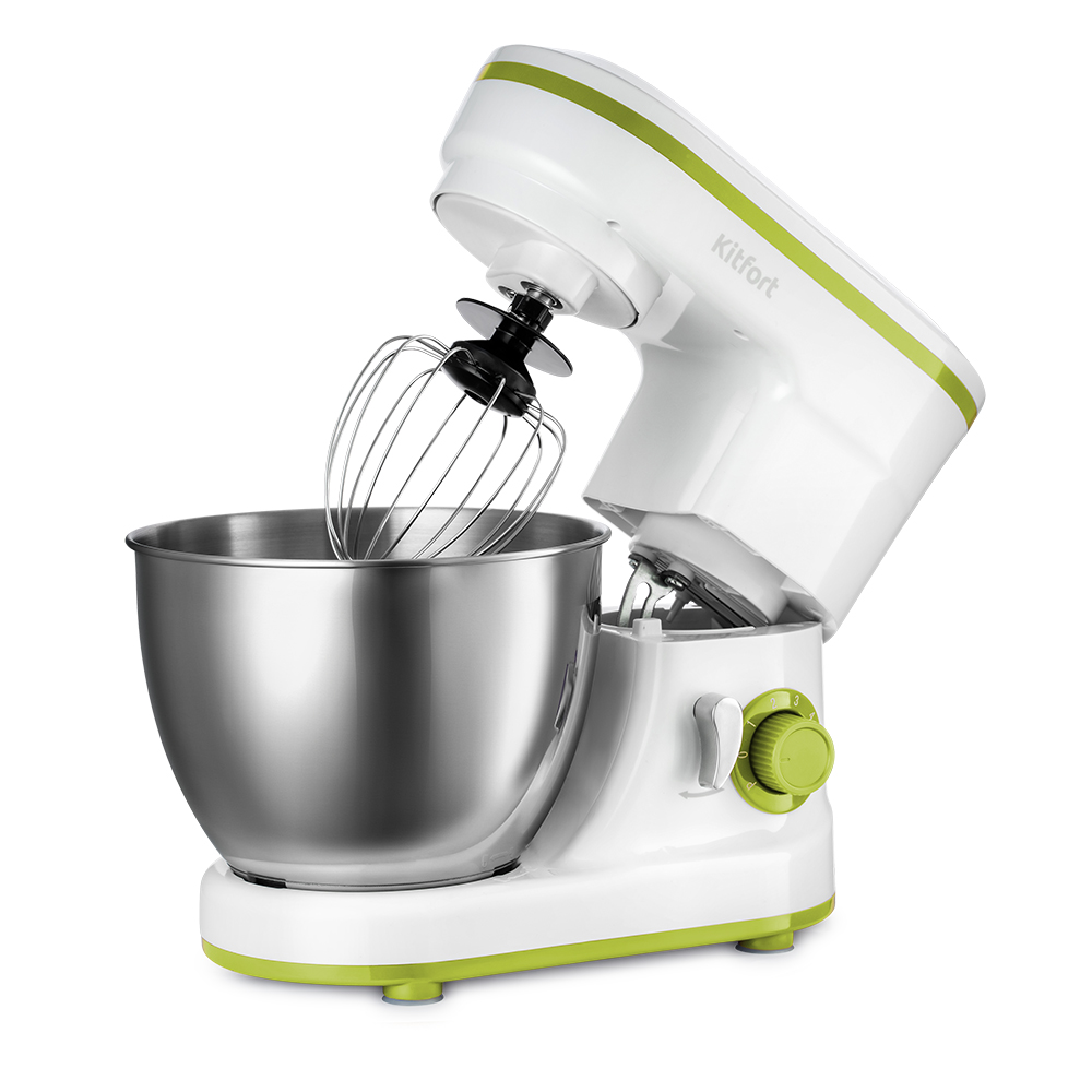 Миксер Kitfort KT-3045-2 [1200 Вт, стационарный, скоростей - 6, корпус - металл, насадок - 3 шт, белый, зеленый]