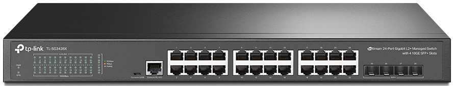 TP-Link TL-SG3428X JetStream 24-портовый гигабитный управляемый коммутатор уровня 2+ с 4 SFP+ слотами 10GE