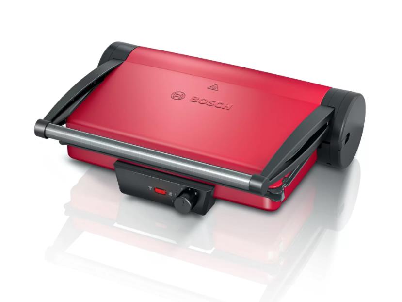 Гриль BOSCH TCG4104 [2000 Вт, антипригарное покрытие, сменные панели, красный, черный]
