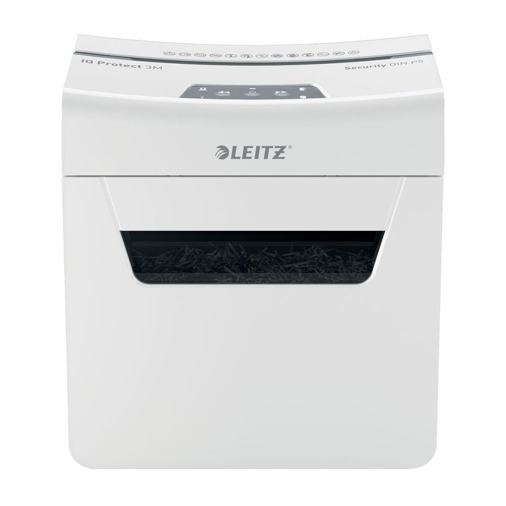 Шредер Leitz IQ Protect Premium 3M белый (секр.P-5) фрагменты 3лист. 10лтр. скрепки скобы