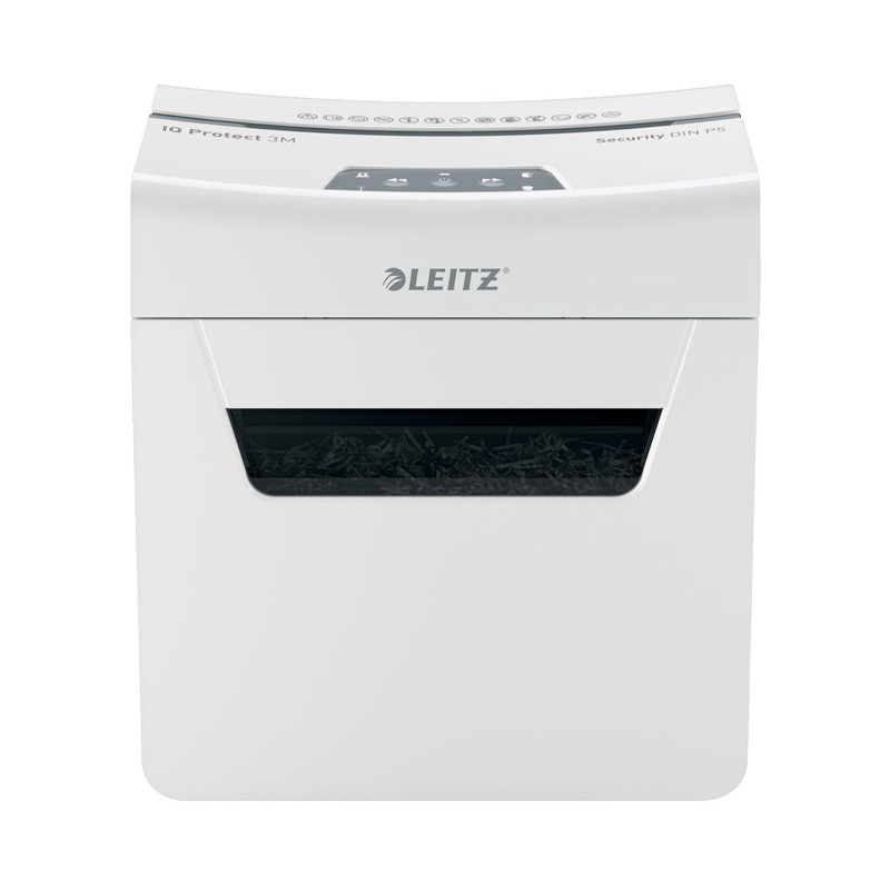 Шредер Leitz IQ Protect Premium 3M белый (секр.P-5) фрагменты 3лист. 10лтр. скрепки скобы