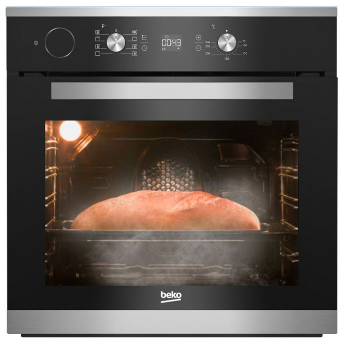 Электрический духовой шкаф Beko BIS23301BC [71 л, оч. паром, гриль, конв., сенсор, ст.-3, дисплей, черный, серебристый]
