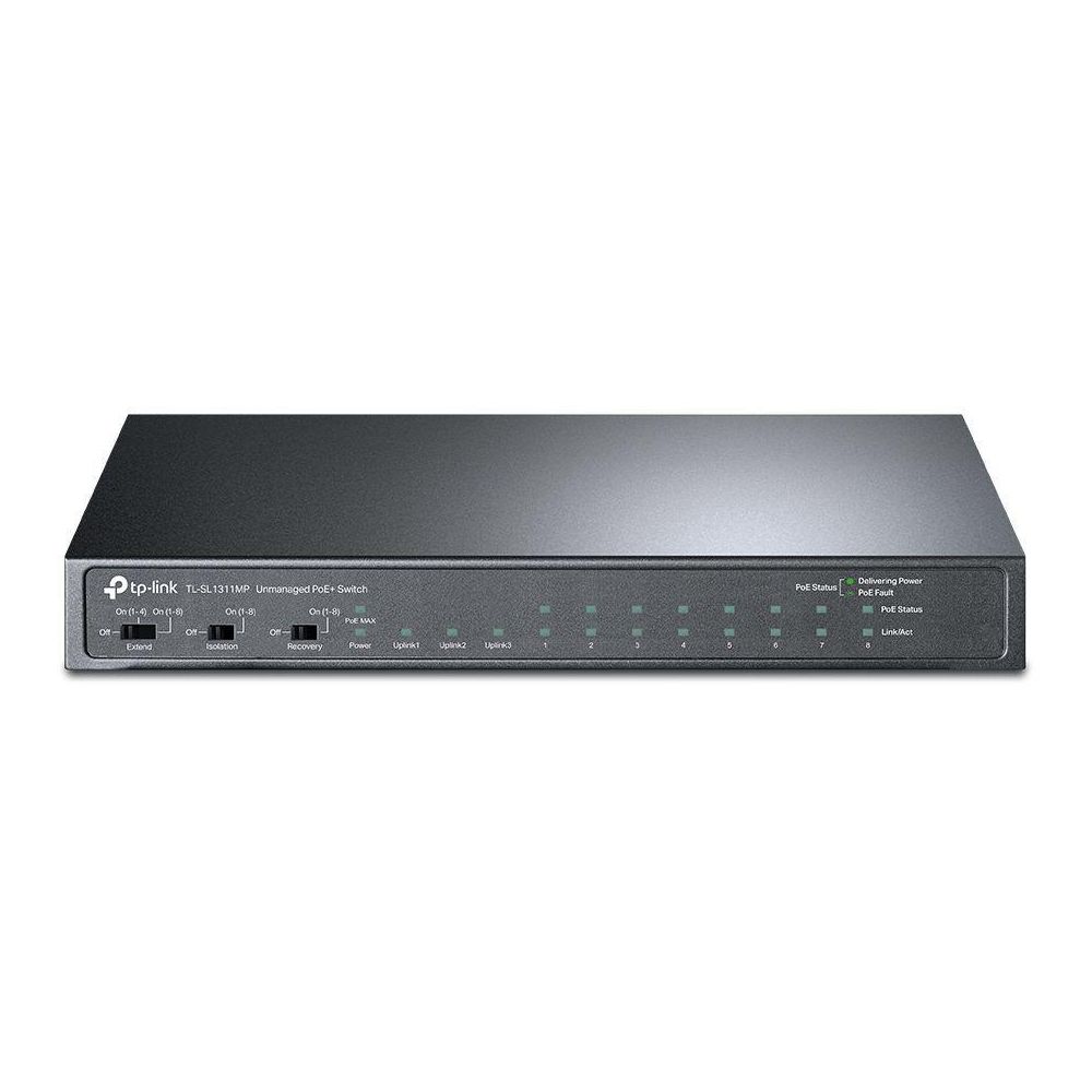 Коммутатор 8-port 10/100Mbps Unmanaged PoE switch, 2 Gb RJ45 + 1 Gb SFP uplinks