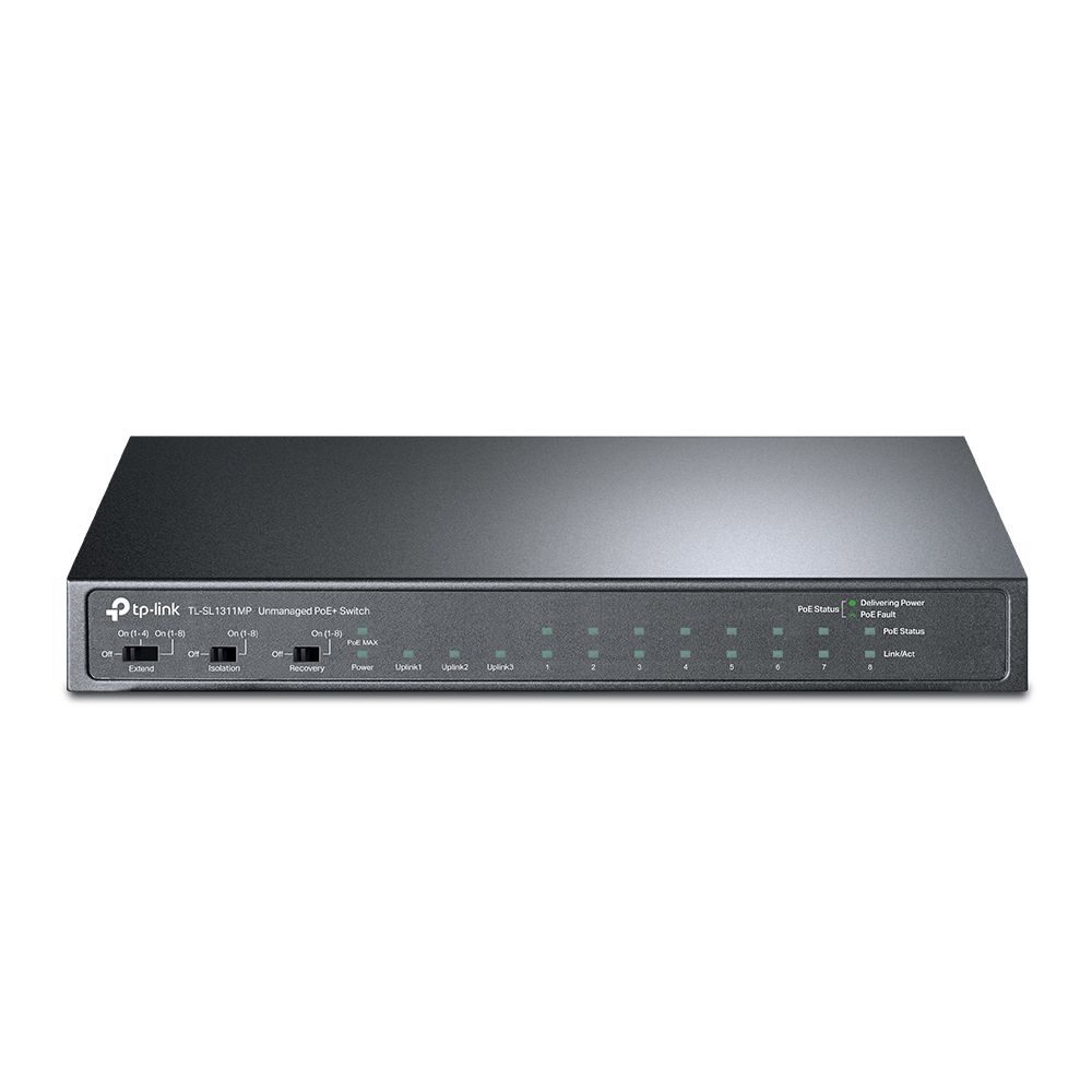 Коммутатор 8-port 10/100Mbps Unmanaged PoE switch, 2 Gb RJ45 + 1 Gb SFP uplinks
