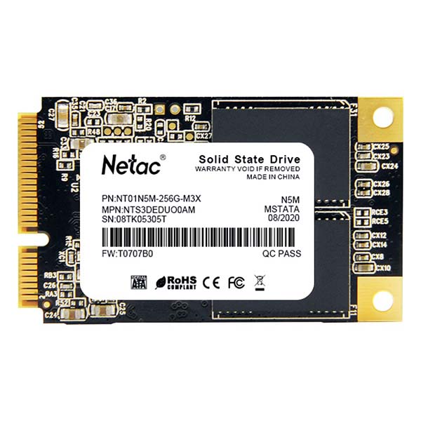 SSD mSATA Netac 256Gb N5M Series <NT01N5M-256G-M3X> Retail (SATA3, up to 540/490MBs, 3D NAND, 140TBW)
