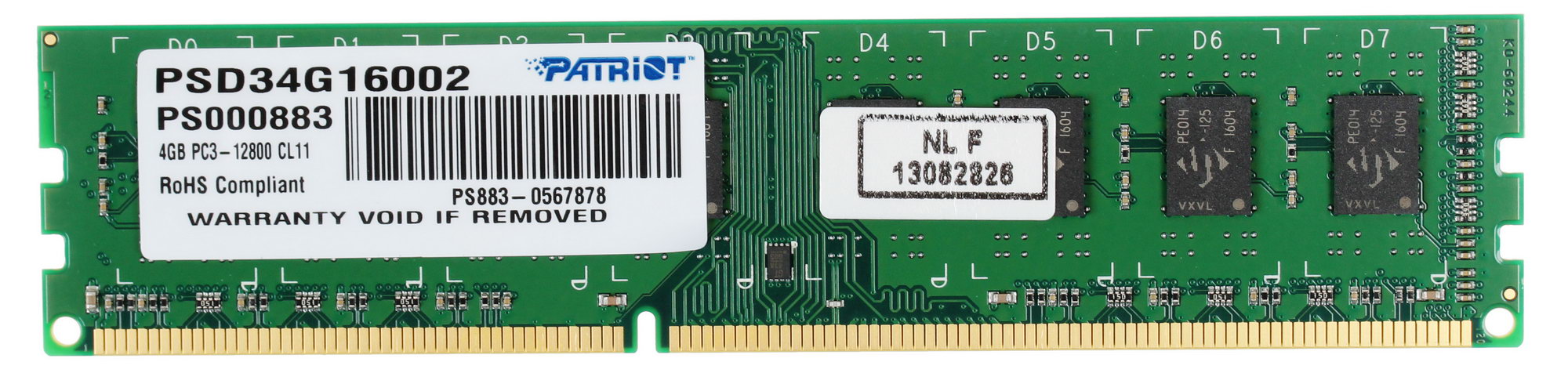 Оперативная память DIMM 4 Гб DDR3 1600 МГц Patriot (PSD34G16002) PC-12800