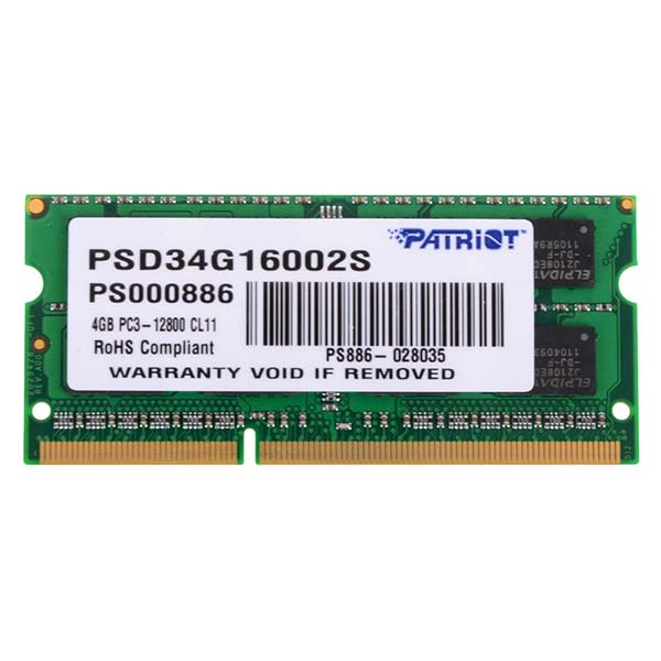 Оперативная память SO-DIMM 4 Гб DDR3 1600 МГц Patriot (PSD34G16002S) PC-12800