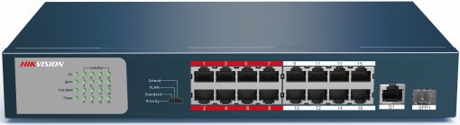 Коммутатор Hikvision DS-3E0318P-E/M(B) 17x100Mb 1SFP 16PoE+ 135W неуправляемый