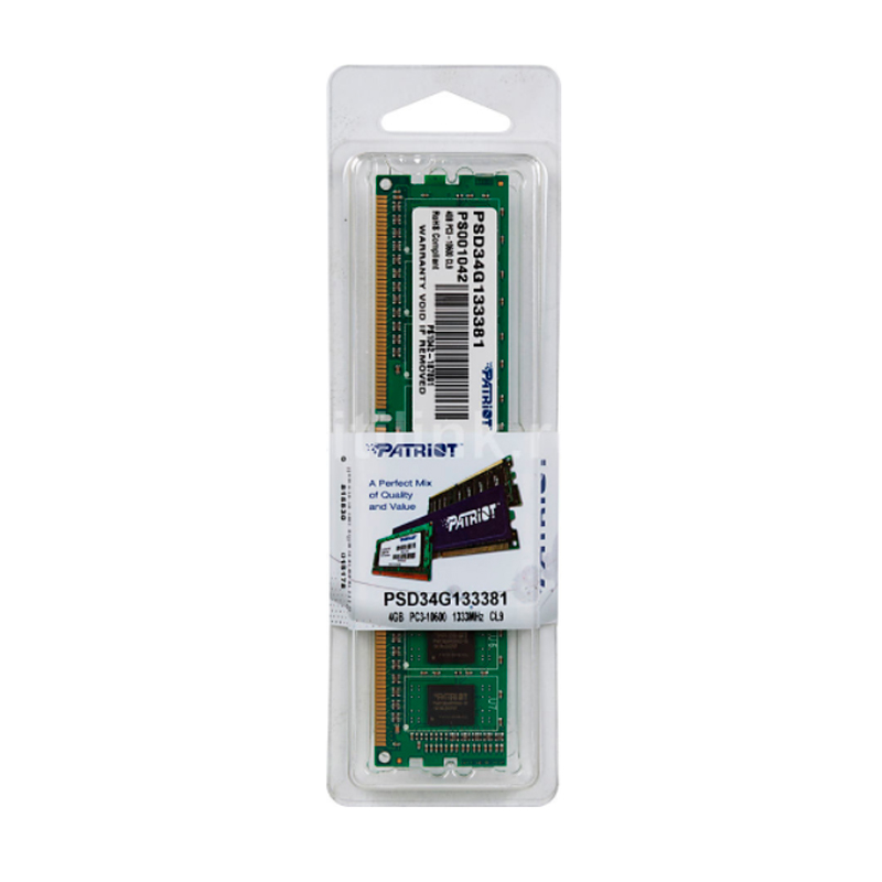 Оперативная память 4Gb DDR-III 1333MHz Patriot (PSD34G133381)
