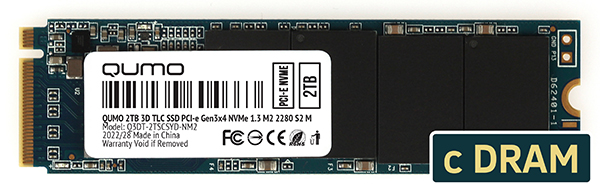 2000 ГБ SSD M.2 накопитель QUMO Novation [PCI-E 3.x x4, чтение - 3333 Мбайт/сек, запись - 2743 Мбайт/сек, NVM Express]