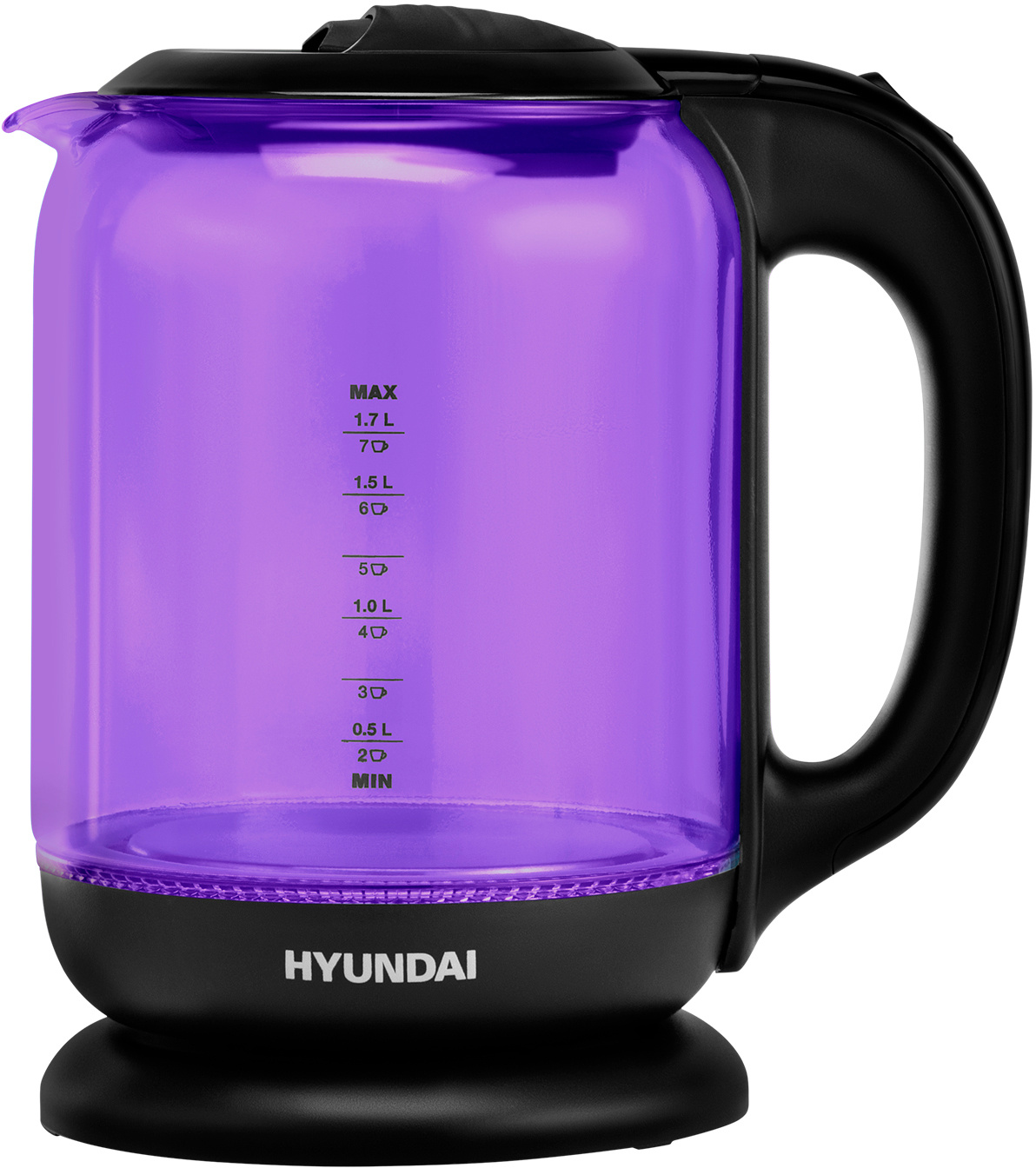 Чайник электрический Hyundai HYK-G5809 1.8л. 2200Вт фиолетовый/черный (корпус: стекло)