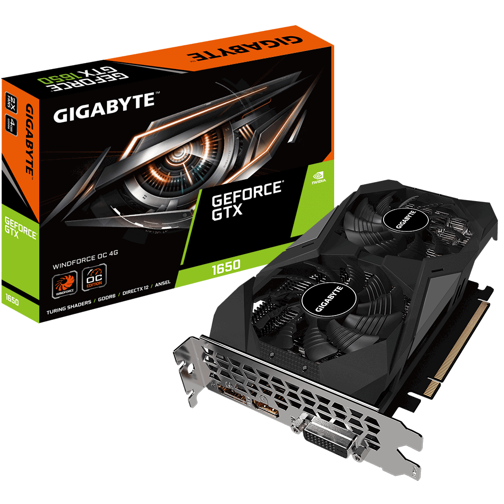 Видеокарта Gigabyte GeForce GTX 1650 D6 WINDFORCE OC 4GB, GV-N1656WF2OC-4GD