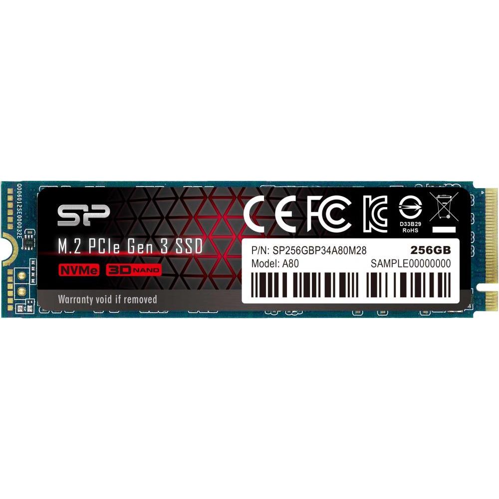 Silicon Power SSD 256Gb A80 SP256GBP34A80M28 256Гб, M.2 2280, PCI-E x4, NVMe
