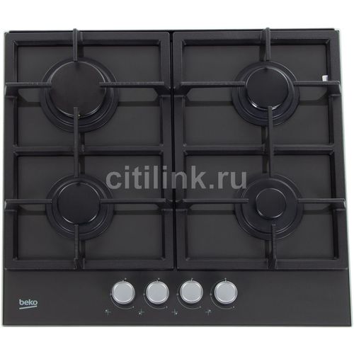 Газовая варочная поверхность Beko HILG 64225 SZG [закал. стекло, конф.-4, эл-подж., газконт., реш.-чугун, черный]