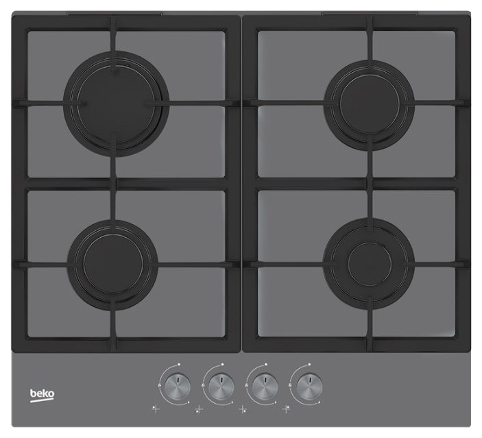 Газовая варочная поверхность Beko HILG 64225 SZG [закал. стекло, конф.-4, эл-подж., газконт., реш.-чугун, черный]